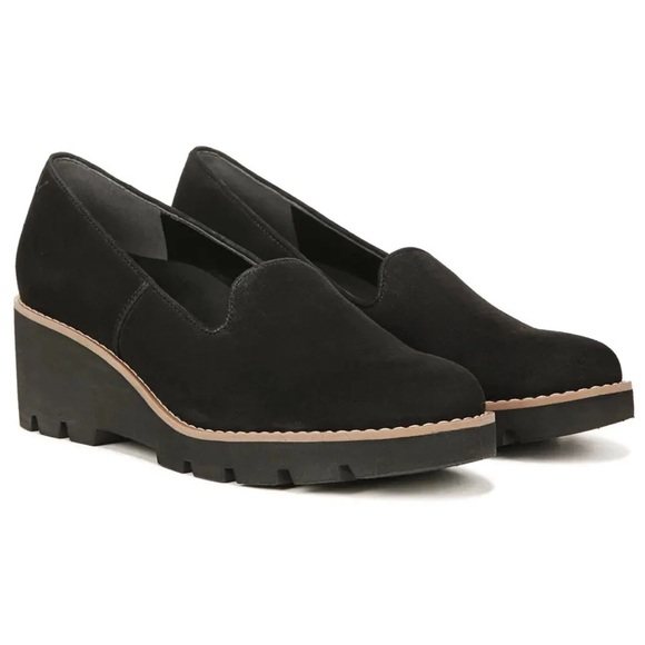 Vionic Shoes - Vionic Willa Wedge Women's 9.5 Black Suede Slip On Wedge Loafer Shoes VER1123